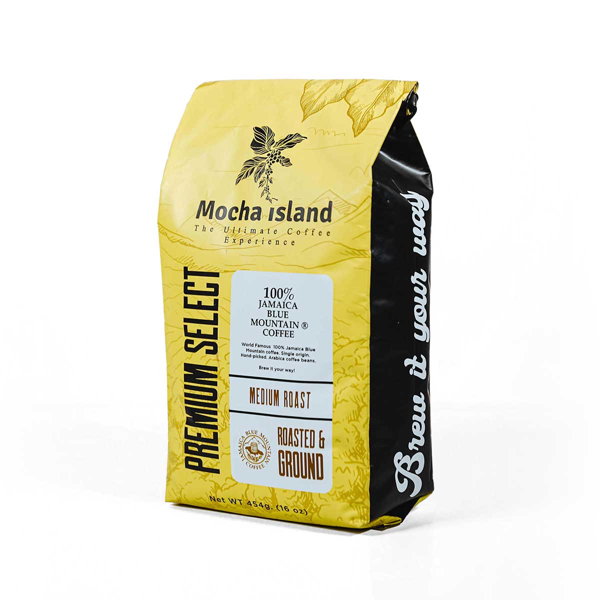Mocha Island 100% Jamaica Blue Mountain Coffee Ground, 16oz